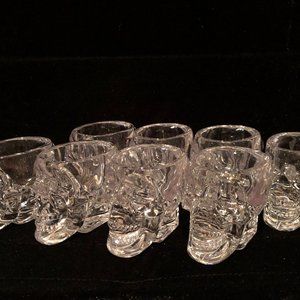 Set of 8 Crystal Head Skull Vokda Shot Glass NEW 2oz Acrylic Halloween, Bar